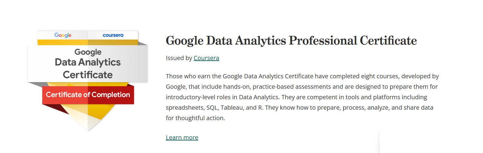 Google Data Analytics Certificate